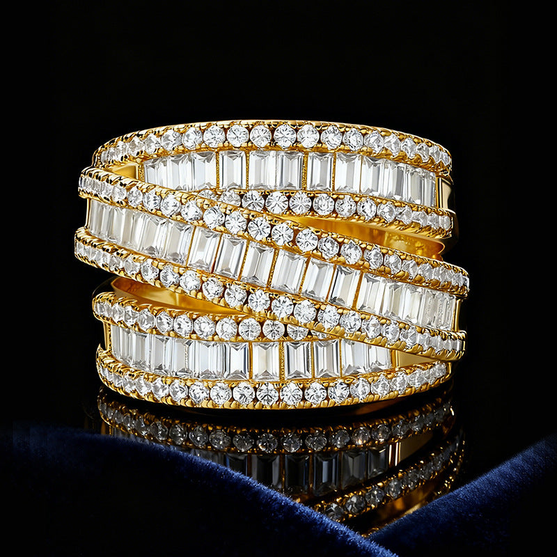 Ring Three-Row Zircon
