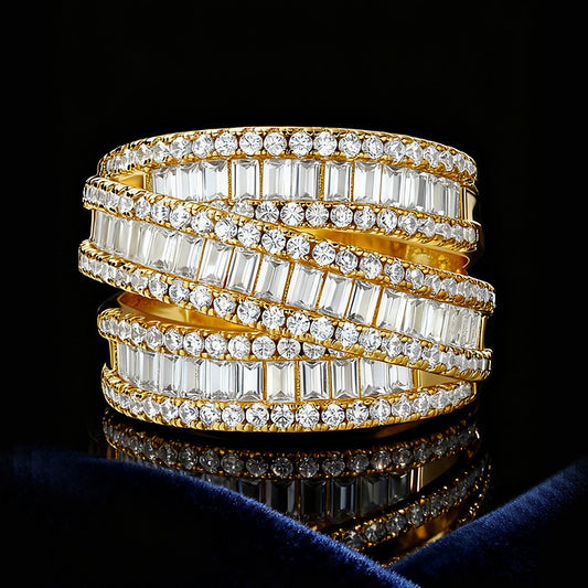 Ring Three-Row Zircon