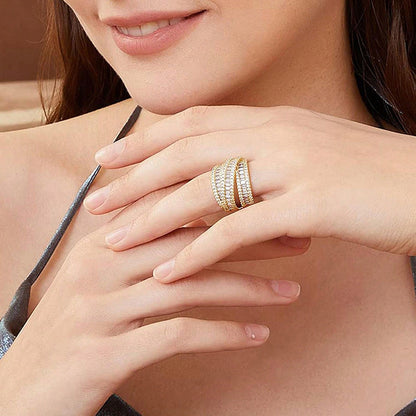 Ring Three-Row Zircon