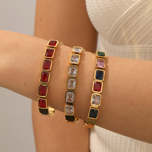 Titanium Square Diamond Bracelet