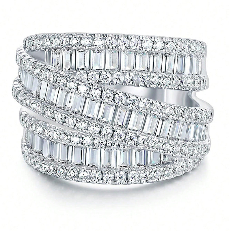 Ring Three-Row Zircon