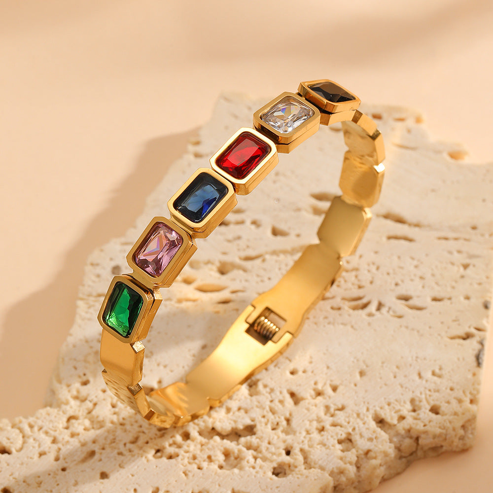 Titanium Square Diamond Bracelet