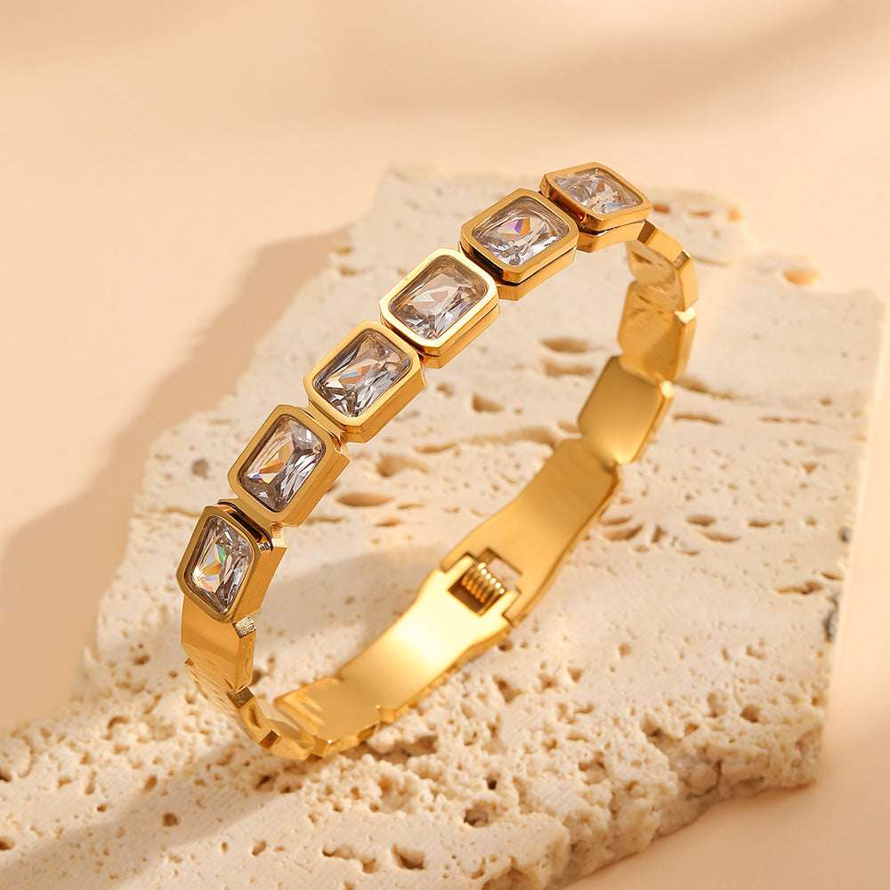 Titanium Square Diamond Bracelet