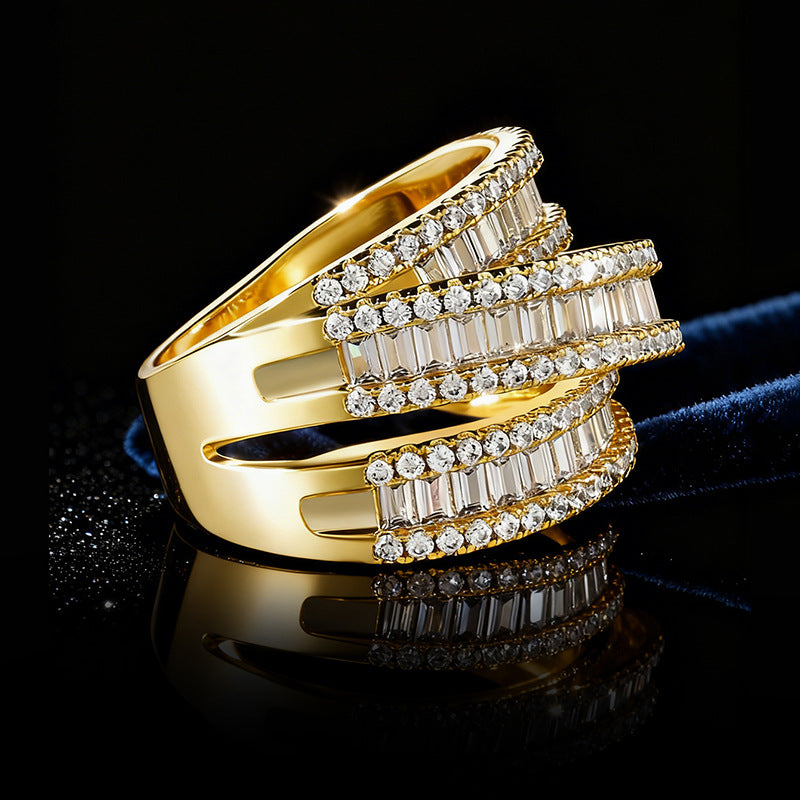 Ring Three-Row Zircon