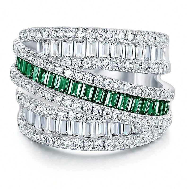 Ring Three-Row Zircon