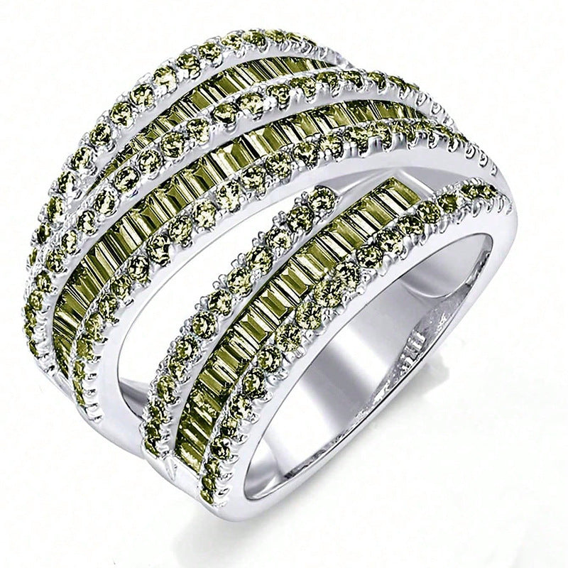 Ring Three-Row Zircon