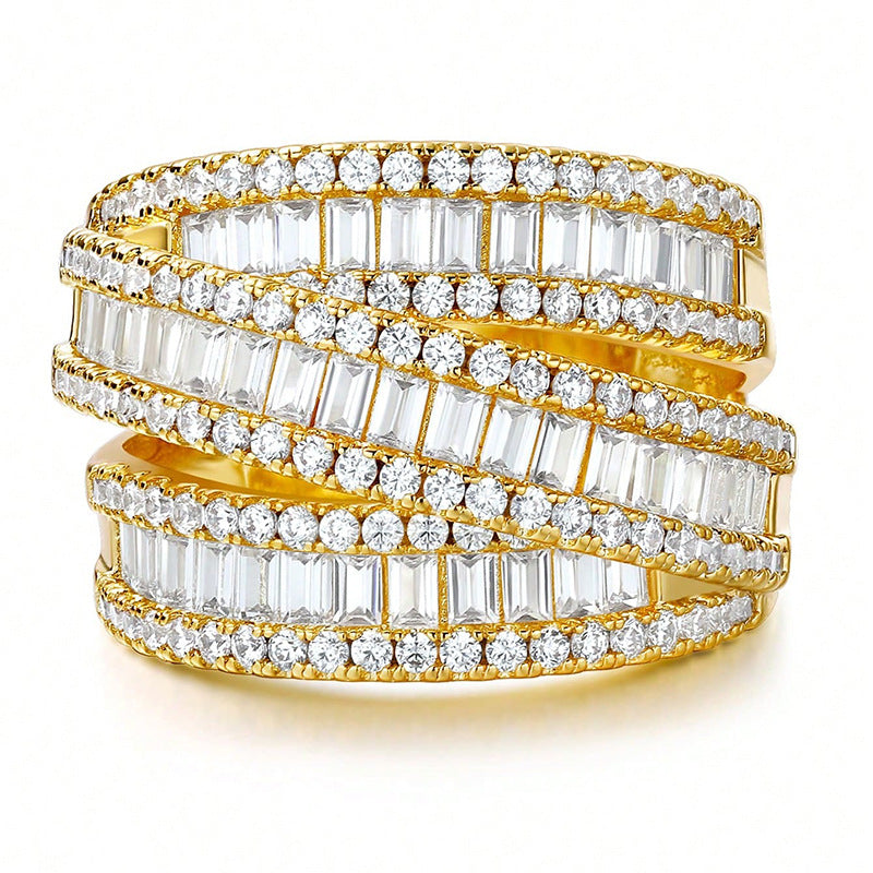 Ring Three-Row Zircon