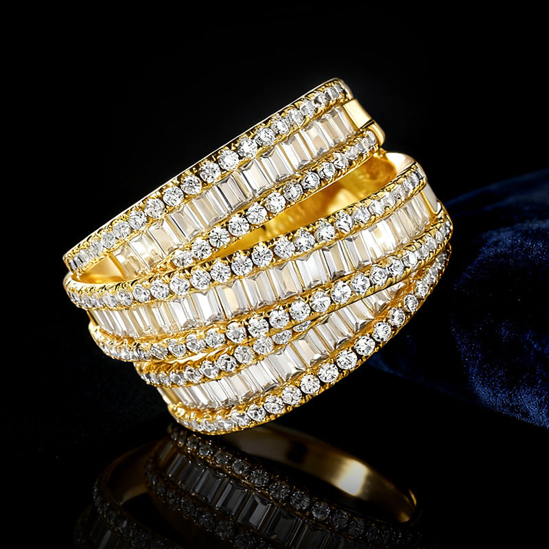 Ring Three-Row Zircon